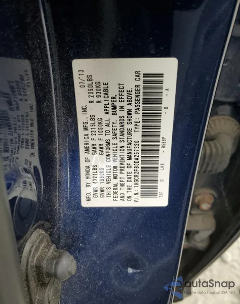 2013 Honda Accord Exl z USA, uszkodzony, nr VIN 1HGCR2F80DA257320